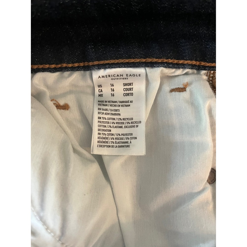 American Eagle Kick Boot Jeans Dark Wash Next Level Stretch Size 16 Short - Picture 7 of 7